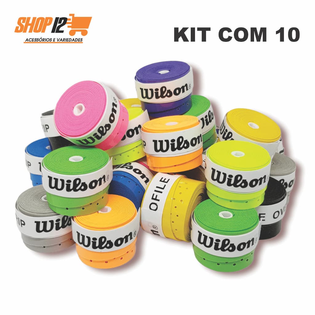 (KIT COM 10un.) Overgrip raquete Wilson - Overgrip PEGAJOSO  - Overgrip furadinho