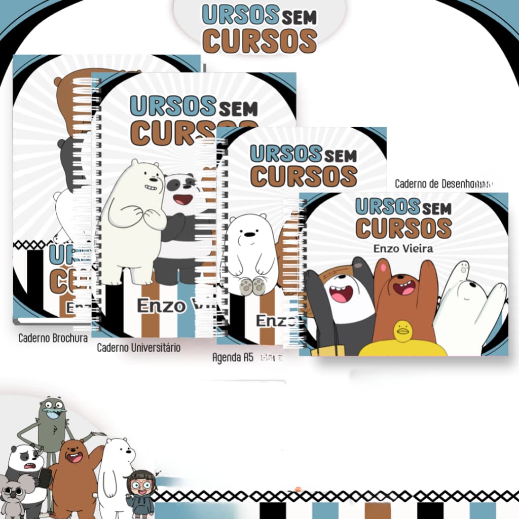 URSOS SEM CURSO - Cadernos com Capa Personalizada
