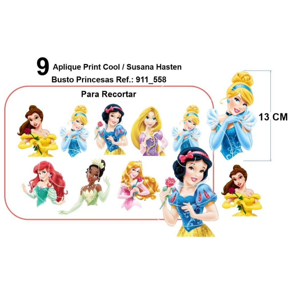 Aplique Textil Termocolante Para Roupas Patche Busto Princesas