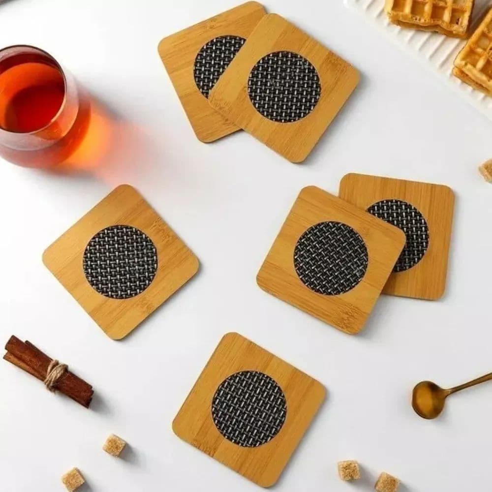 Porta Copo 4 Peças 9cm Bebidas diversas Bambu