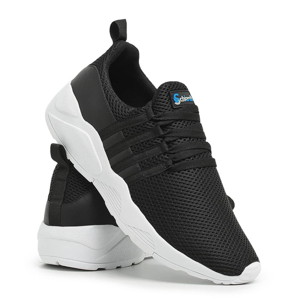 Tênis Feminino Preto Com Branco Esportivo Academia Corrida Passeio - 490F