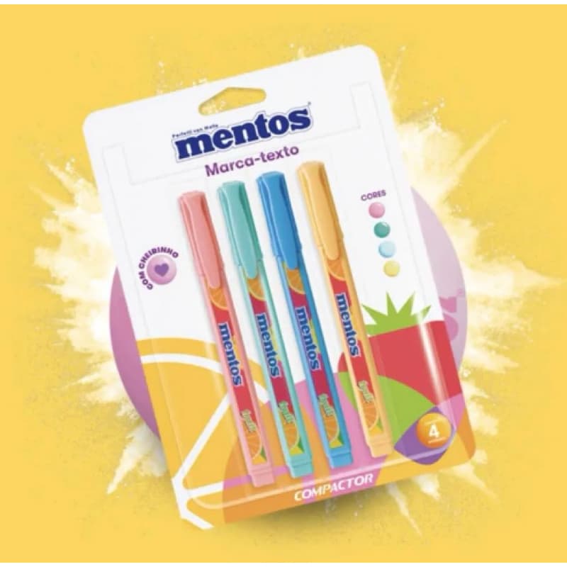 Marca-texto Mentos Blister c/4 Un.