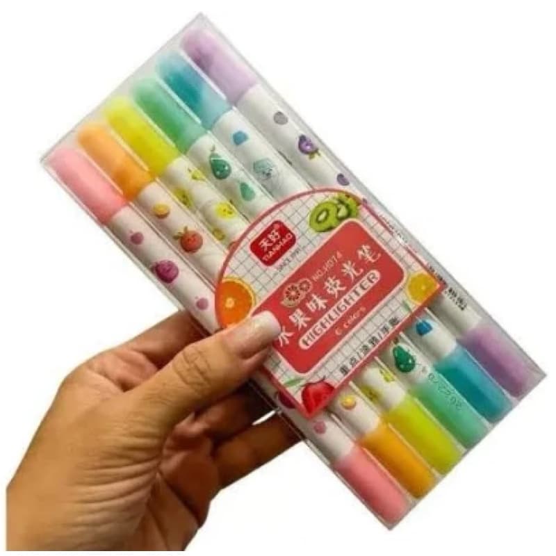 Kit Marca Texto Com Cheirinho E Com Ponta Dupla - 6 Cores
