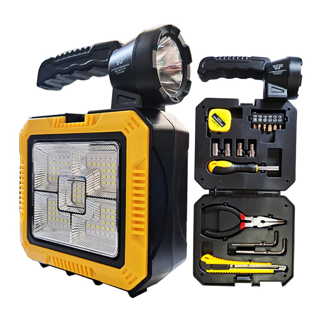 Lanterna Solar LED Potente Carregador USB Portátil Maleta De Ferramentas Camping Pesca Acampamento