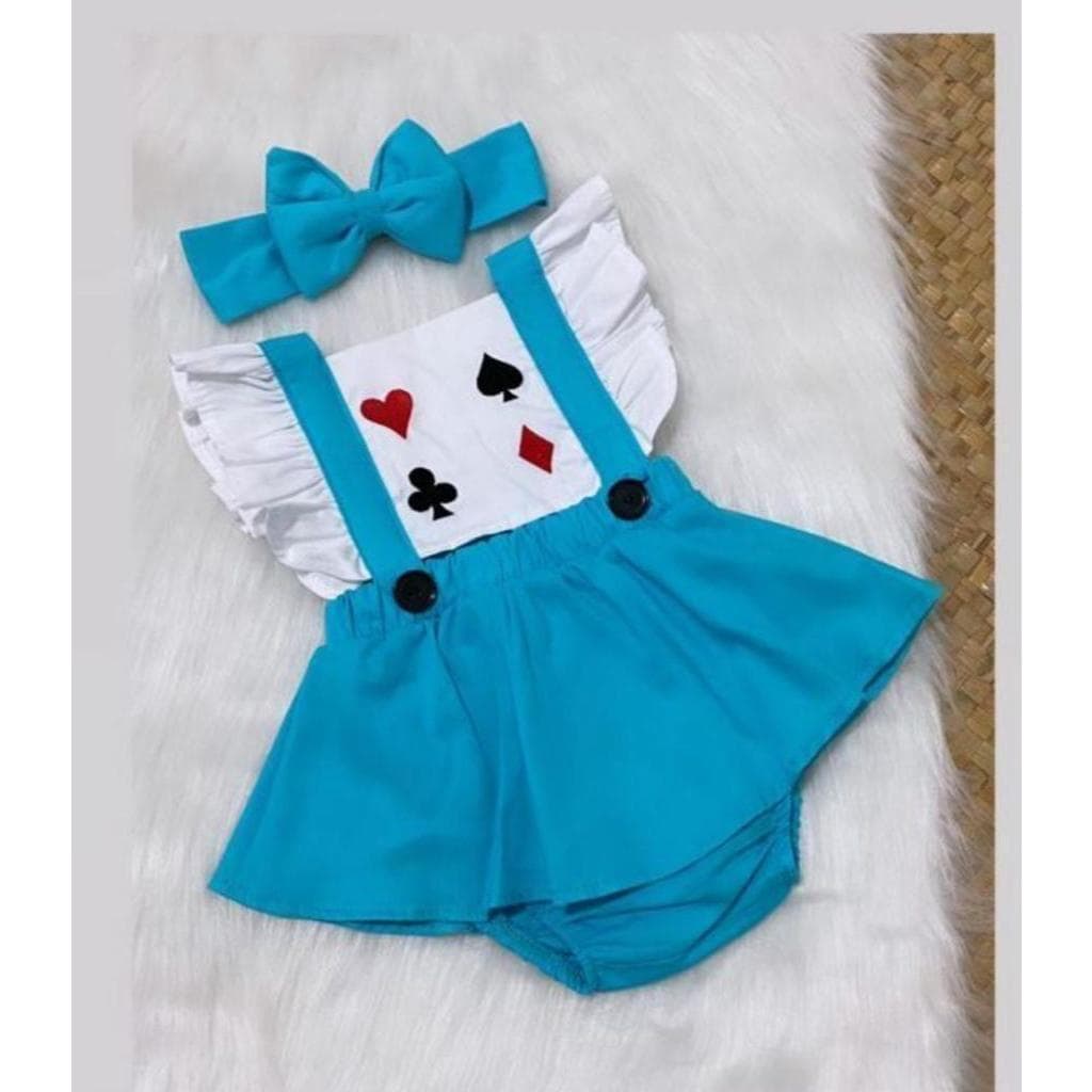 Romper Luxo Para Aniversário e Mesversário Romper Menina Temático Alice no País das Maravilhas