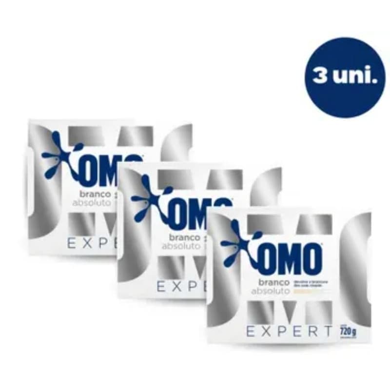 Sabão em pó OMO Expert  Branco Absoluto 720g cada kit com 3 unidade Lava Roupa