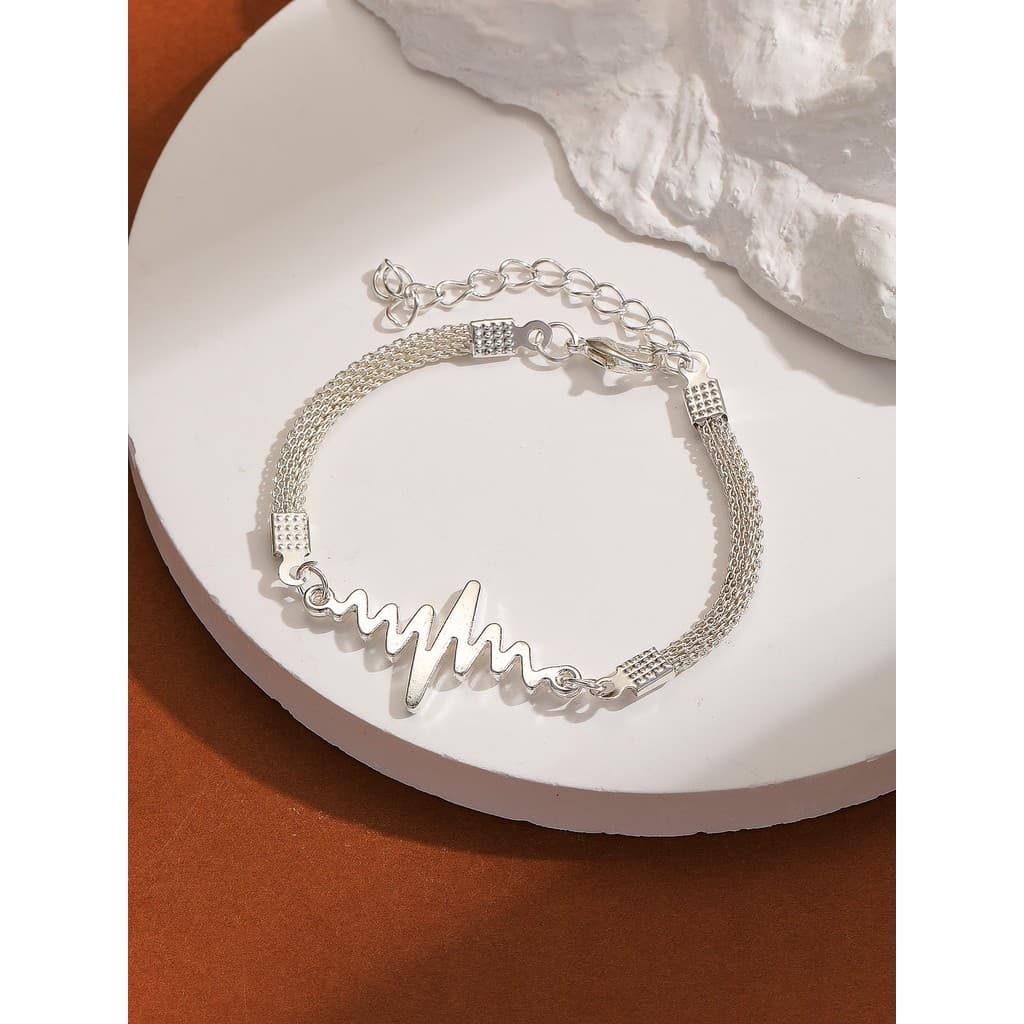 Pulseira de 1 peça Cor Prata com Classe Batimento Cardíaco