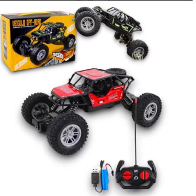 Carrinho de Controle Remoto 4x4 Recarregável USB Anda Na Terra Jeep Off Road Rock Crawler