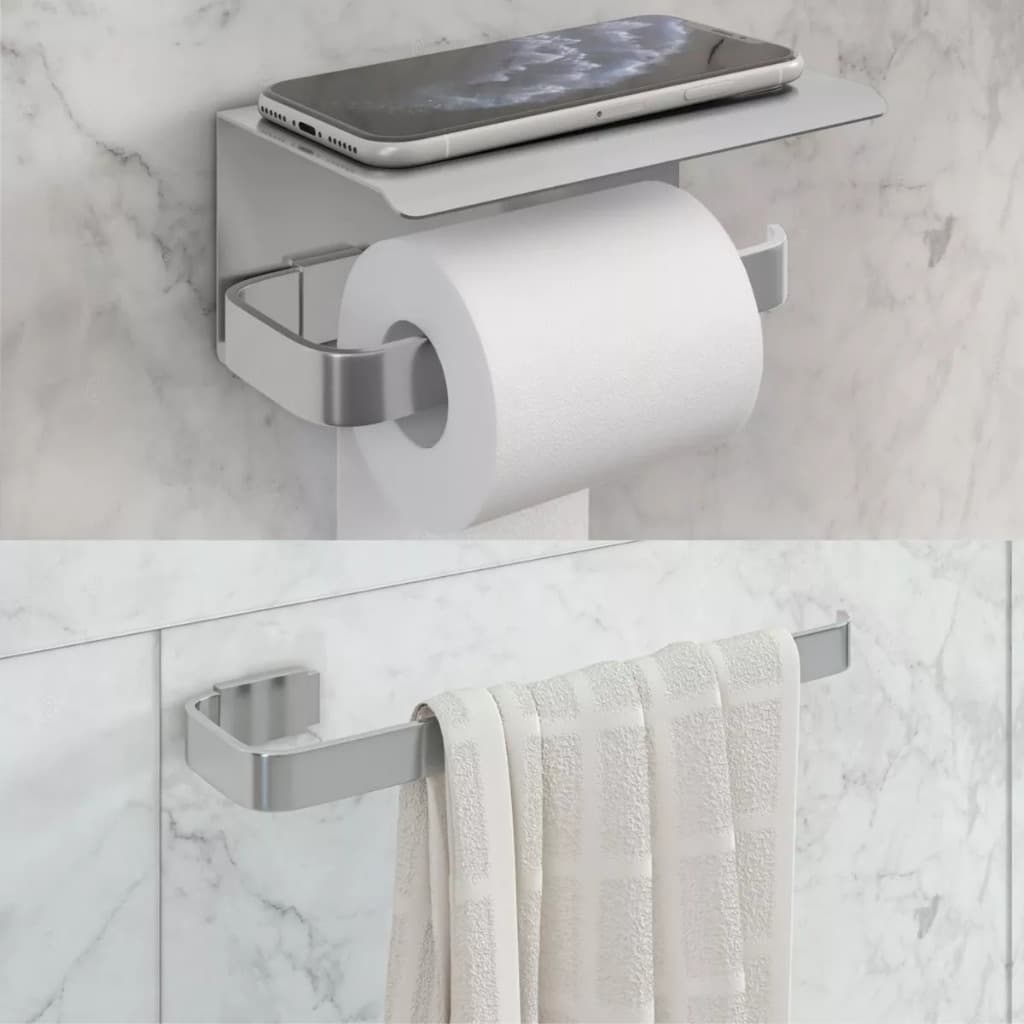Kit 1 Porta Papel Com Suporte Celular 1 Rosto Stander Polido