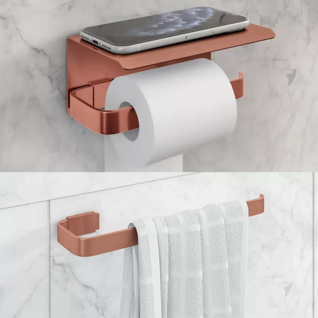 Kit 1 Porta Papel Com Suporte Celular 1 Porta Toalha De Rosto Rose