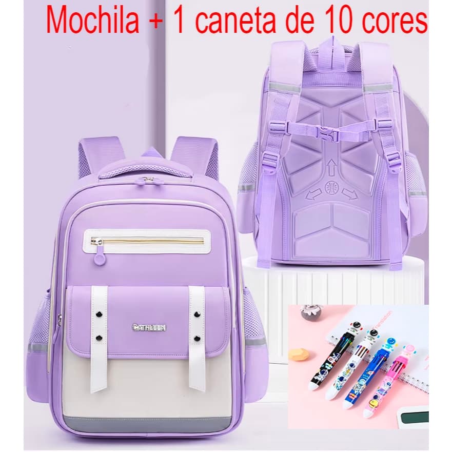 Mochila escolar infantil astronauta resistente à água unissex menino e menina  com caneta 10 cores