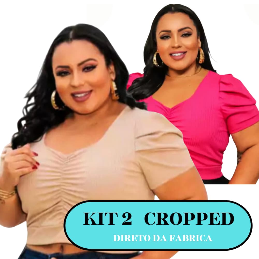 Kit 2 Blusa Feminina Plus Size Manga Curta Malha Canelada Blusinha Plus Manga Princesa