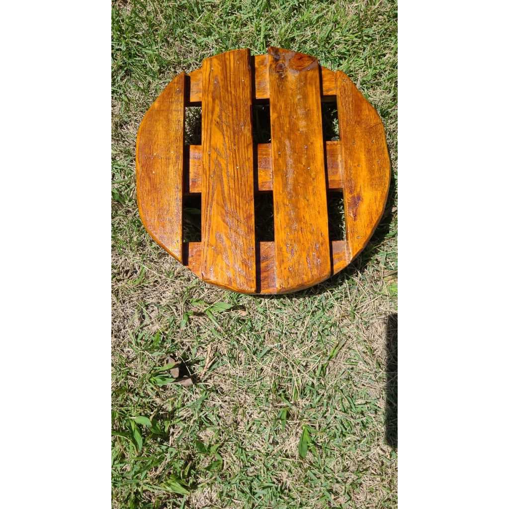 Suporte Redondo de Madeira com Rodinhas de Silicone para Vasos de Plantas e Botijão