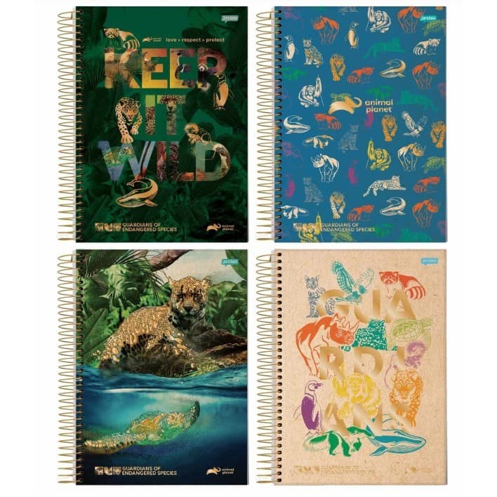 Caderno Universitário Papel Reciclado 10 Matérias  Animais Natureza
