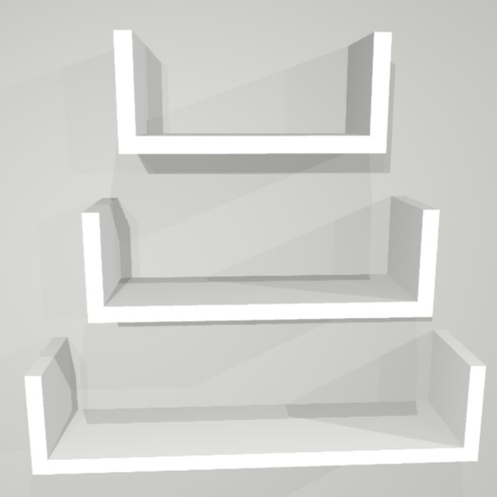 Kit 3 Prateleira Nicho U 20/30/40 Mdf Branco Decoração Livros Sala Quarto Cozinha