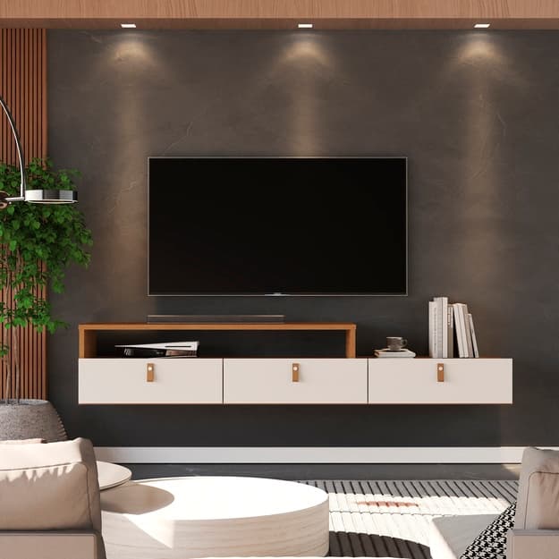 Rack Suspenso Lion - Ideal para TV até 45, com 3 Gavetas e Nicho