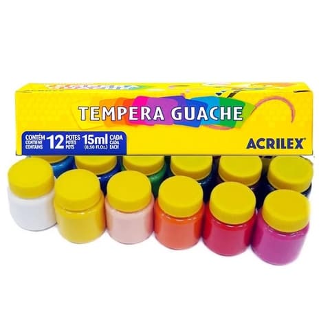 Tinta Guache 15 ml (12 Cores) - Acrilex