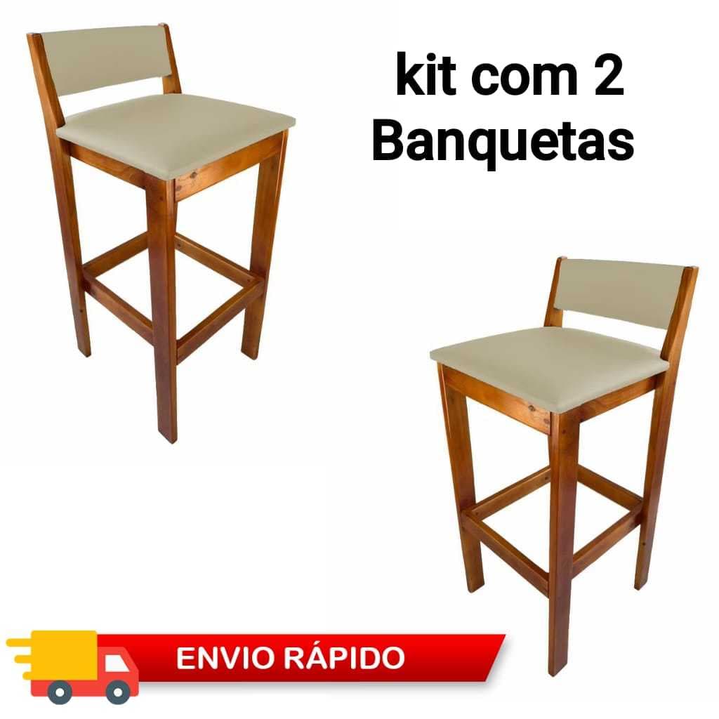 Kit com 2 Banquetas Alta Venus Com Encosto Para Balcão Cozinha Área Gourmet  Ilha - COURINO