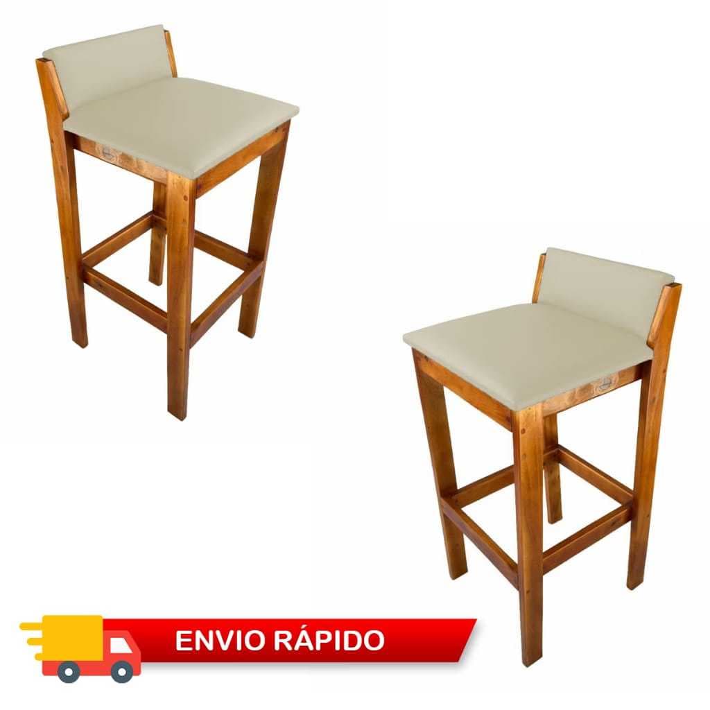 Kit com 2 Banquetas Alta Adhara Com Encosto Para Balcão Cozinha Área Gourmet Ilha - COURINO