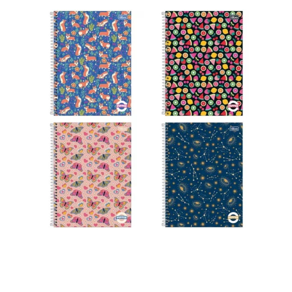 Caderno Espiral Univ. Capa Dura 1 e 10  Matérias -  80 Fls / 160 Fls Pepper Tilibra