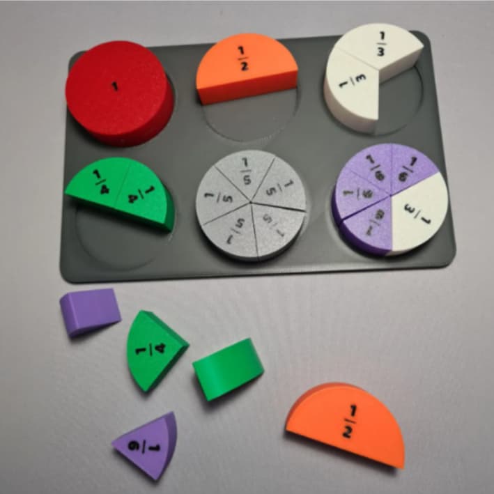Jogo de Fração - Aprendizagem Matemática Brinquedos Auxiliares De Ensino Crianças - Cores Variáveis