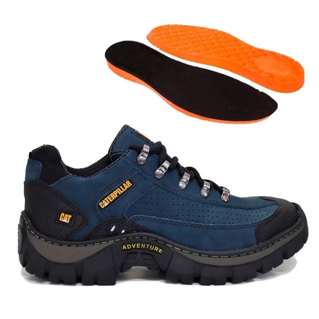 Bote Tenis Caterpillar Masculino Adventure de Couro Premium Reforçado Costurado Impermeável Confortável Super Leve