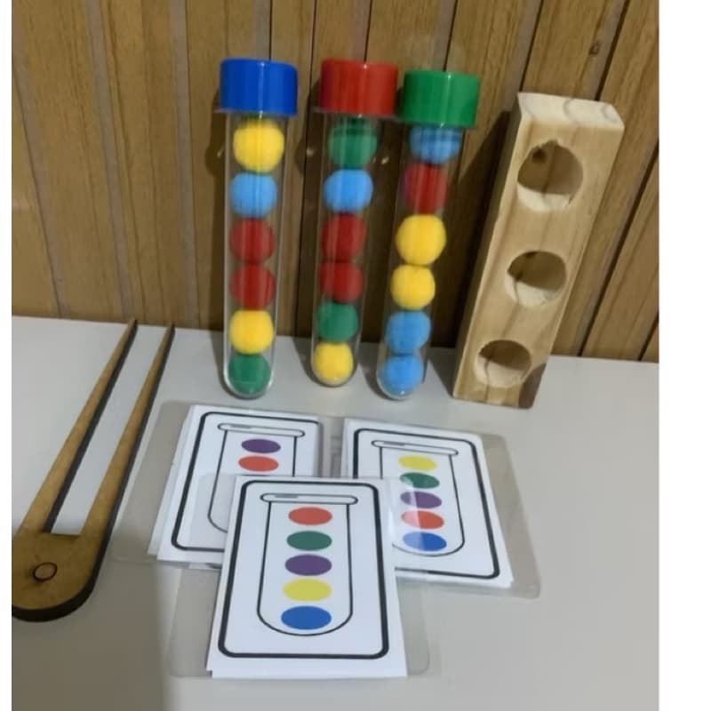 Brinquedo Educativo Montessori Coordenação Motora Fina Cores Brinquedo Pedagógico Pinça Pompon Atividade Infantil Cores