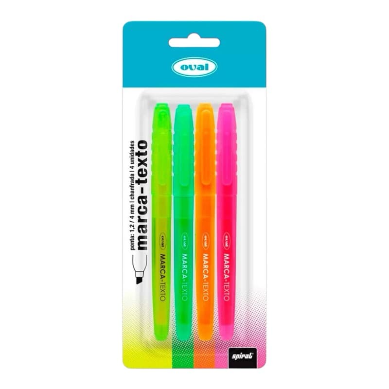 Marca texto, 4 cores, Oval - BT 1 UN