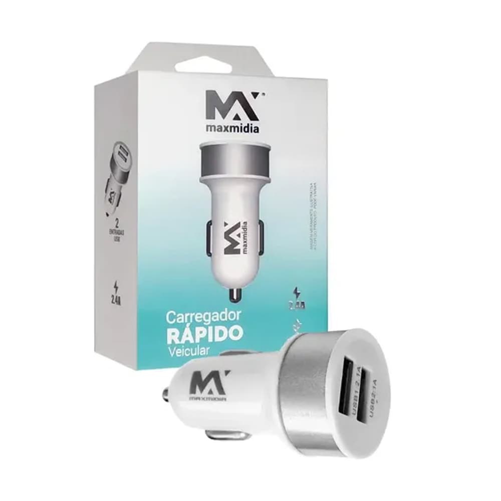 Carregador Rápido Veicular MAXMIDIA – Praticidade e Segurança no Seu Dia a Dia!