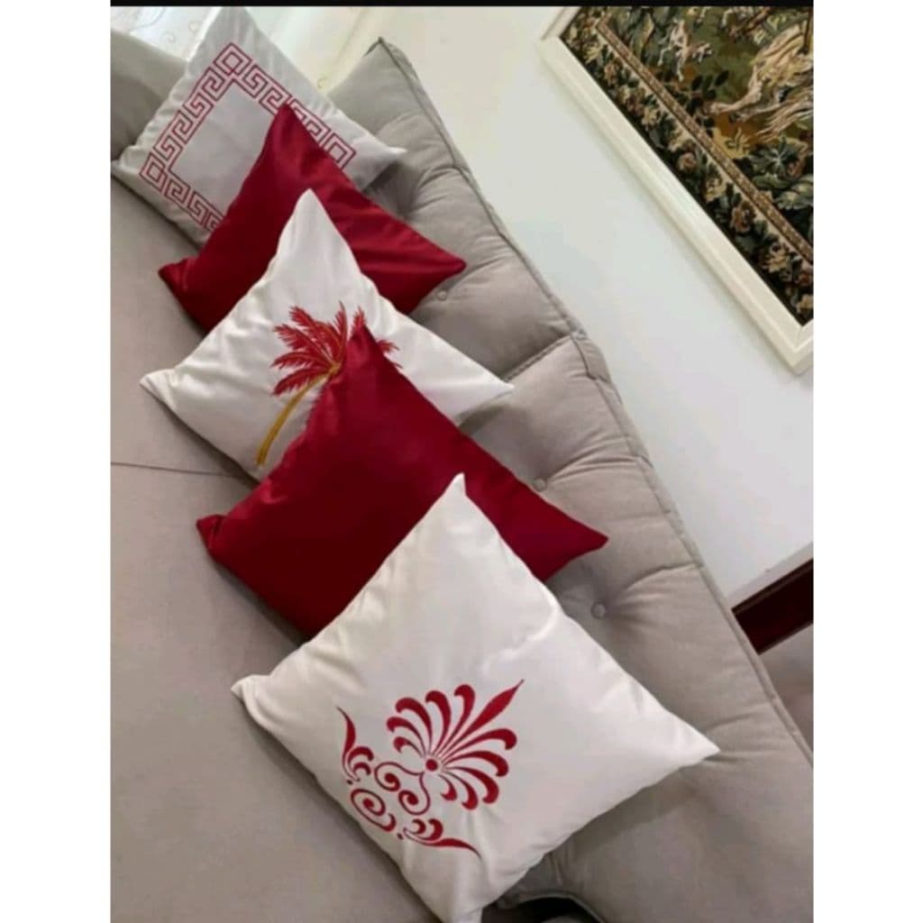 Kit 5 Capa de Almofada Bordada Tecido em LINHO  com Zíper Invisível *Oferta