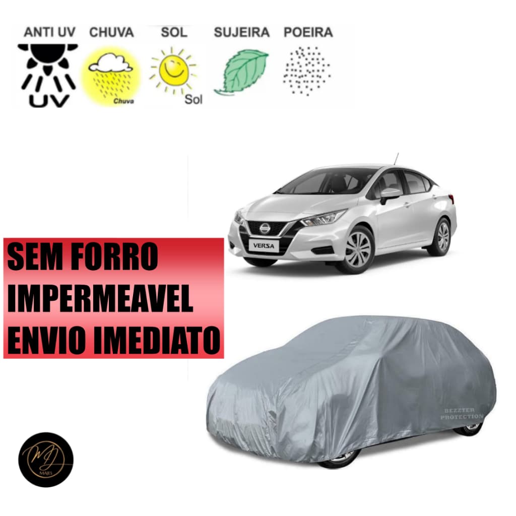 Capa de Cobrir Carro VERSA SEM FORRO G - Impermeável e Proteção Completa contra Sol, Chuva e Poeira
