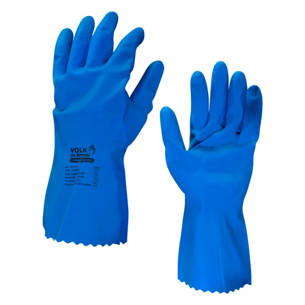 Kit 5 Pares de Luva de Látex Verniz Silver Azul Antialérgica Volk do Brasil