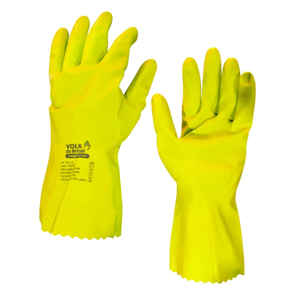 Kit 10 Pares de Luva de Látex Verniz Silver Amarela Antialérgica Volk do Brasil