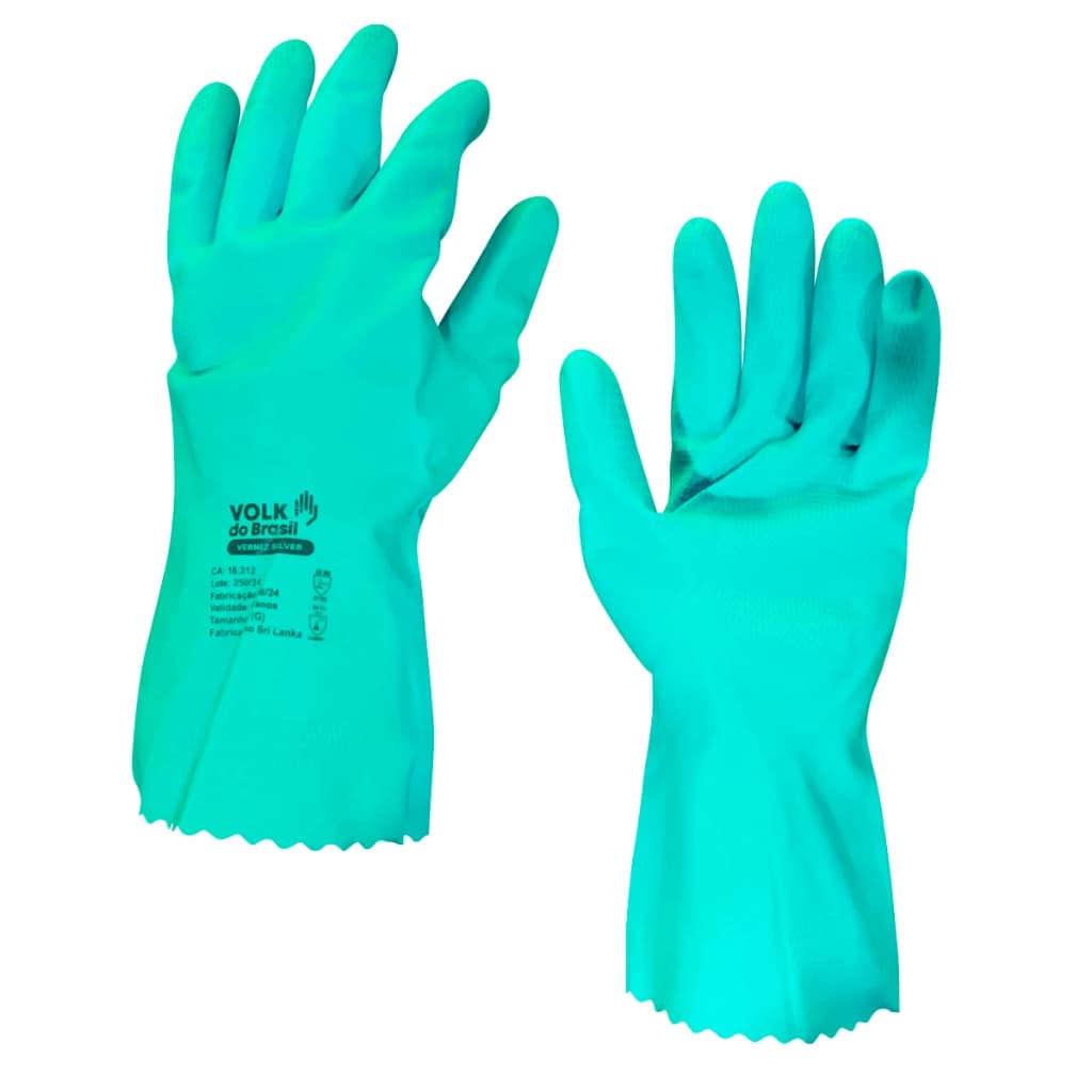 Kit 5 Pares Luva de Látex Verniz Silver Verde Antialérgica Volk do Brasil