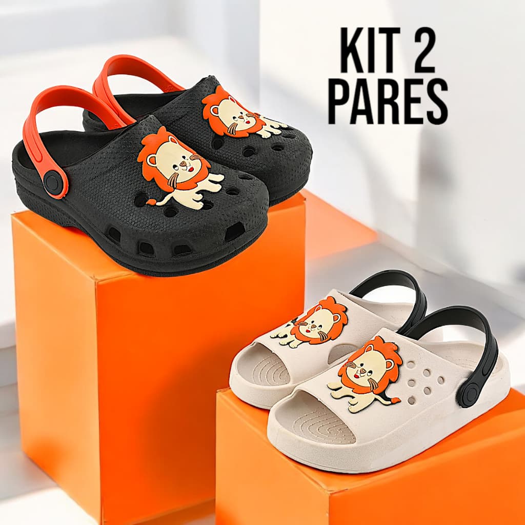 Kit 2 Pares, Babuche Slide Infantil Menino Leve Confortável Antiderrapante Casual