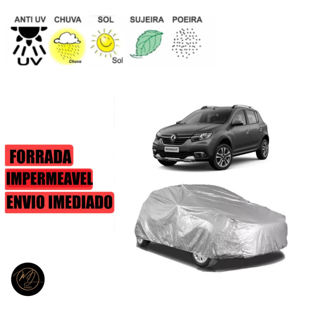 Capa de Cobrir Carro SANDERO FORRADA M- Impermeável e Proteção Completa contra Sol, Chuva e Poeira