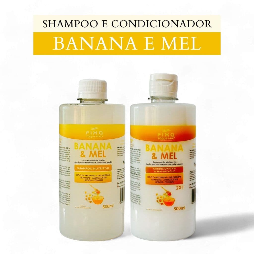 Kit Shampoo e Condicionador Banana e Mel Hidratação e Nutrição Profunda