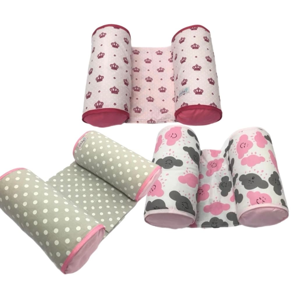 Rolinho auxiliar segura bebê com velcro em algodão 50 cm x 25 x 10 altura lika baby bandeirola