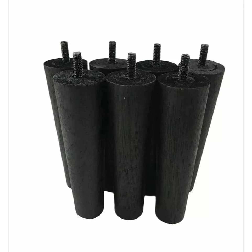 Kit 6 Pé Cama Box Ou Baú 15 Cm Em Madeira Pés Fixo Preto