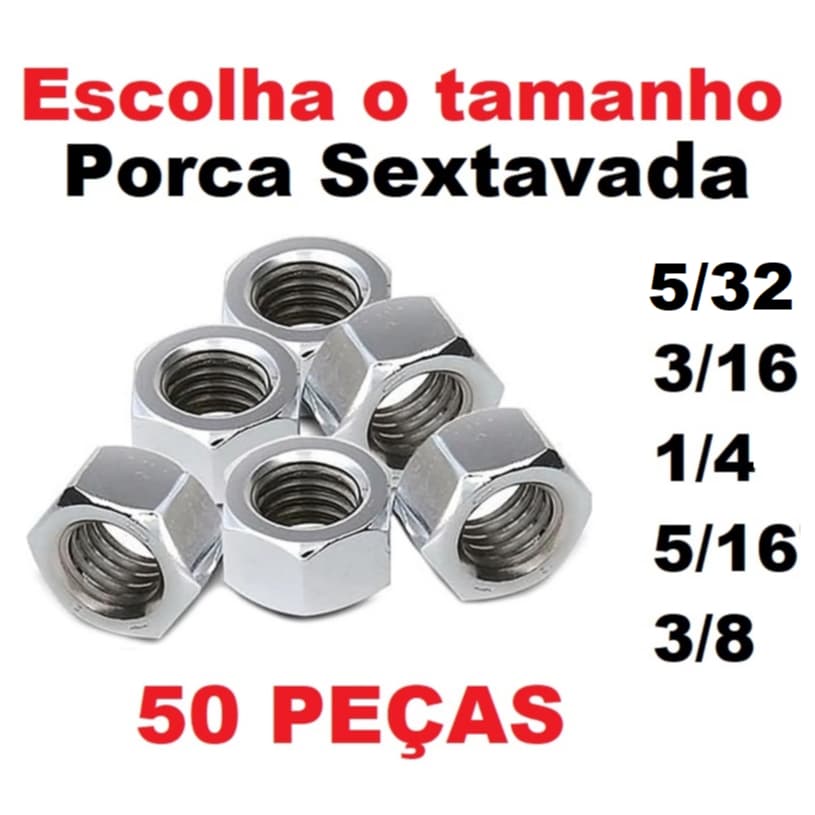 Porca Sextavada zincada Kit com 100,200 e 300 Unidades 5/16 1/4 3/8 Promoção !
