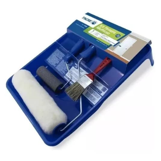 Kit Pintura Tigre Multiuso 5 Pecas Rolo Pincel Bandeja 1540