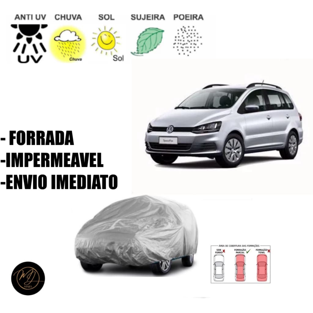 Capa de Cobrir Carro SPACE FOX G- Impermeável e Proteção Completa contra Sol, Chuva e Poeira