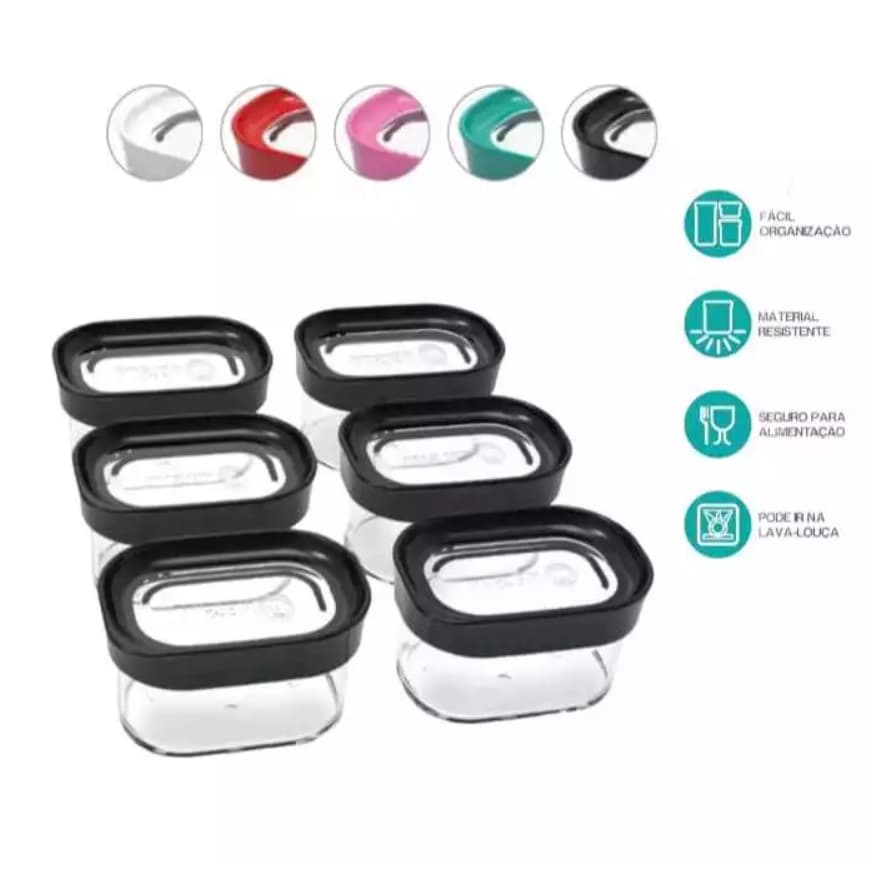 POTINHOS HERMÉTICOS PARA TEMPERO - KIT COM 6 POTES FOFOS HERMÉTICOS E RESISTENTES