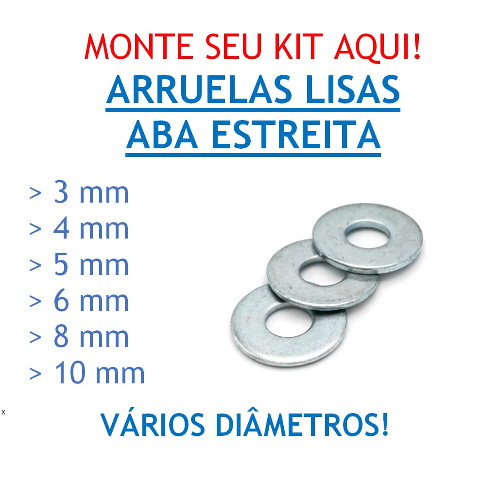 Arruela Lisa Ino Zincada Kit 1/4  5/16 3/8 Monte Seu Kit Promoção !