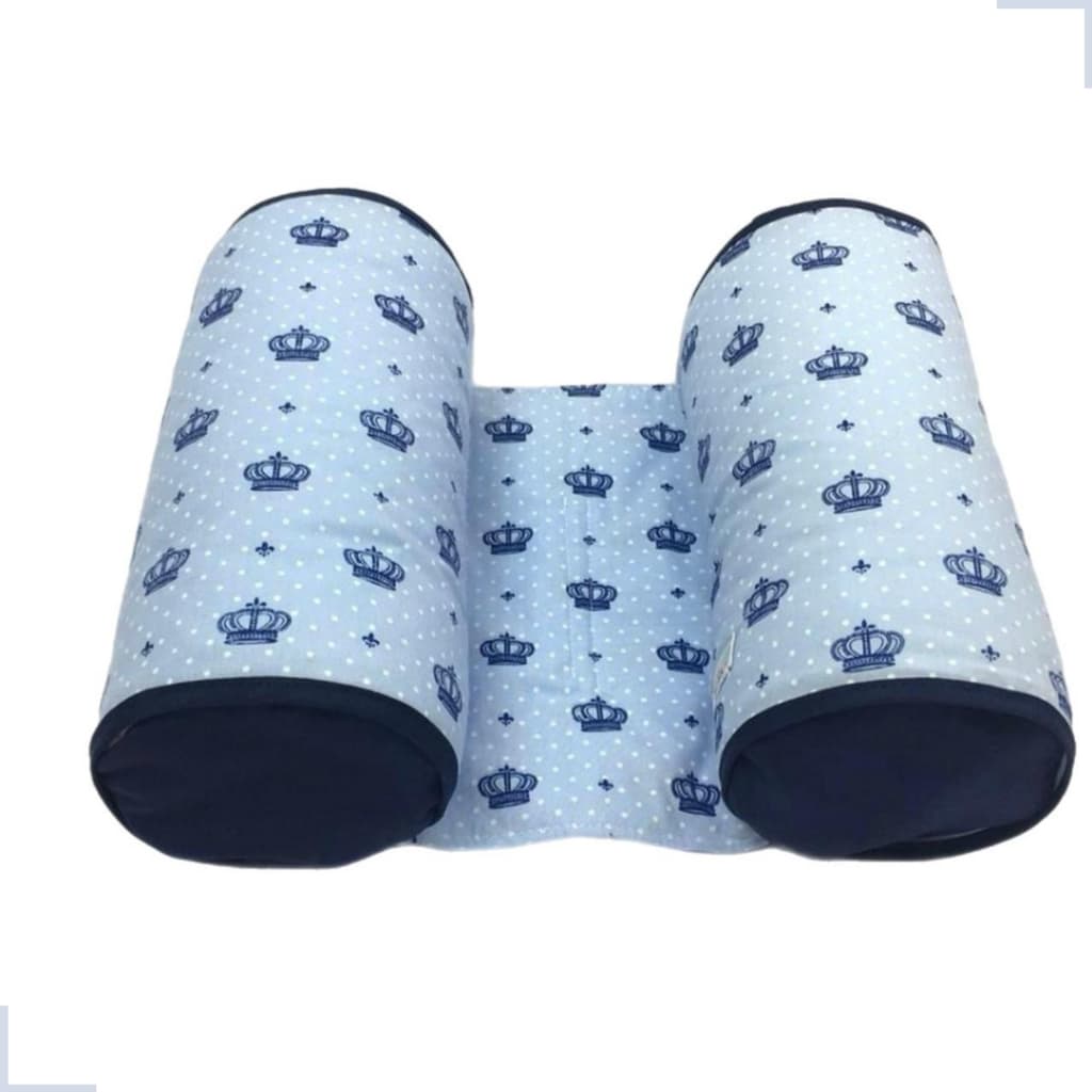 Rolinho auxiliar segura bebê com velcro em algodão 50 cm x 25 x 10 altura lika baby chevron cinza