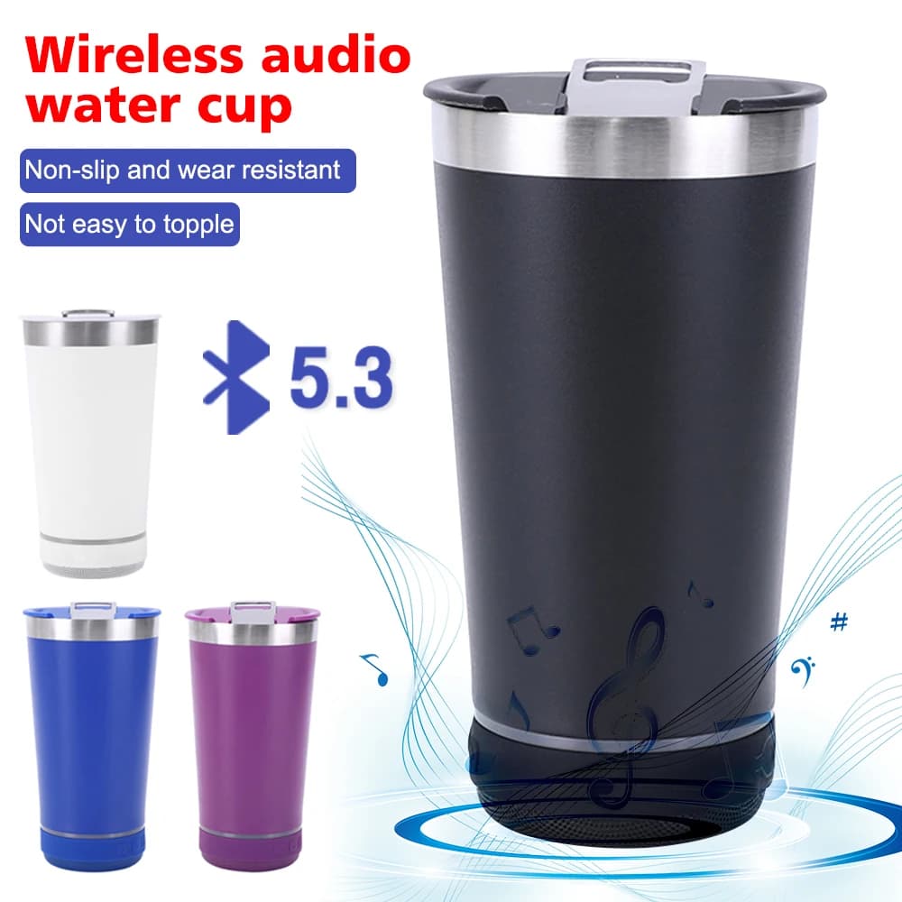 Copo Térmico 420ml com Bluetooth Caixinha de Som Inox Com Tampa e Abridor Stanle