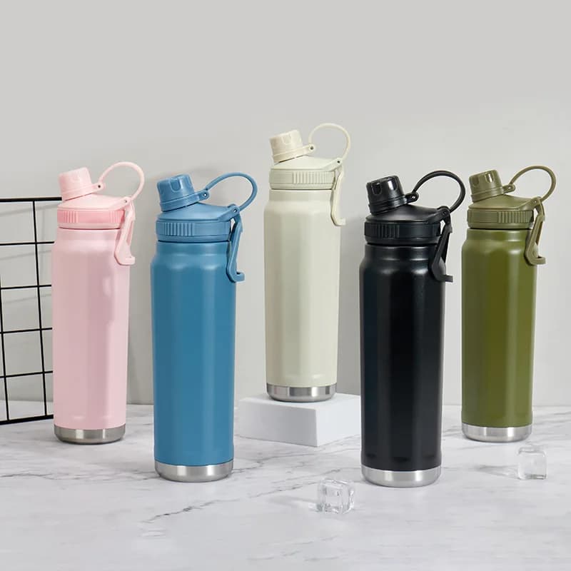 Garrafa Térmica 750ml Isotérmica Dupla Camada Premium Com Canudo Esportes Academia Fitness Escolar