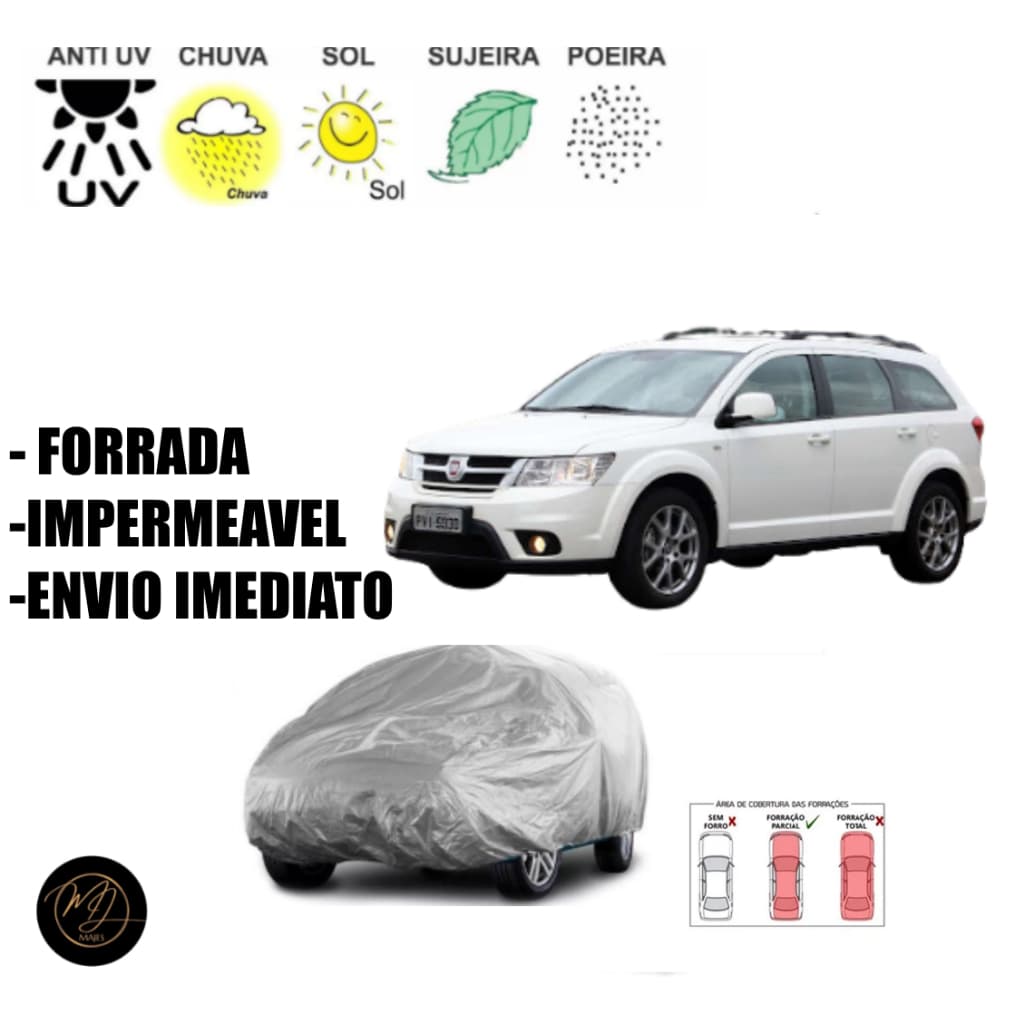 Capa de Cobrir Carro FREEMONT FORRADA GG- Impermeável e Proteção Completa contra Sol, Chuva e Poeira