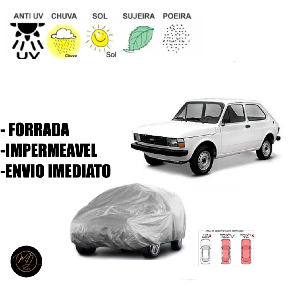 Capa de Cobrir Carro FIAT 147 FORRADA P- Impermeável e Proteção Completa contra Sol, Chuva e Poeira