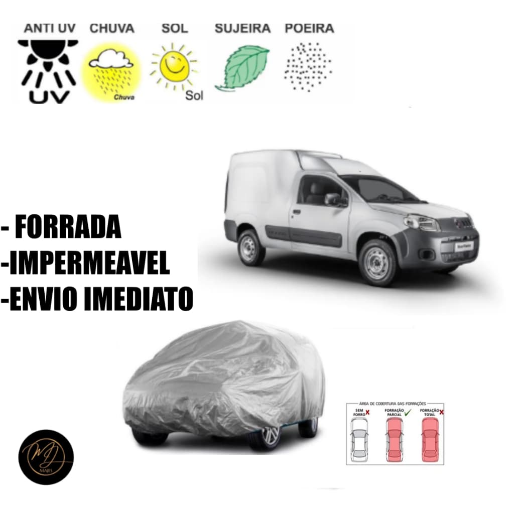 Capa de Cobrir Carro FIORINO FORRADA GG- Impermeável e Proteção Completa contra Sol, Chuva e Poeira